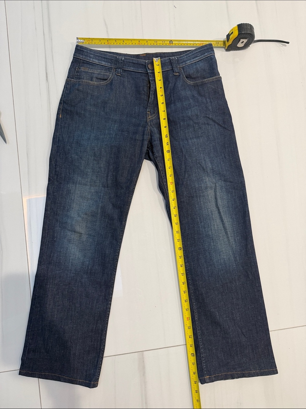 Armani collezioni Men's Dark Blue Straight-Leg Jeans